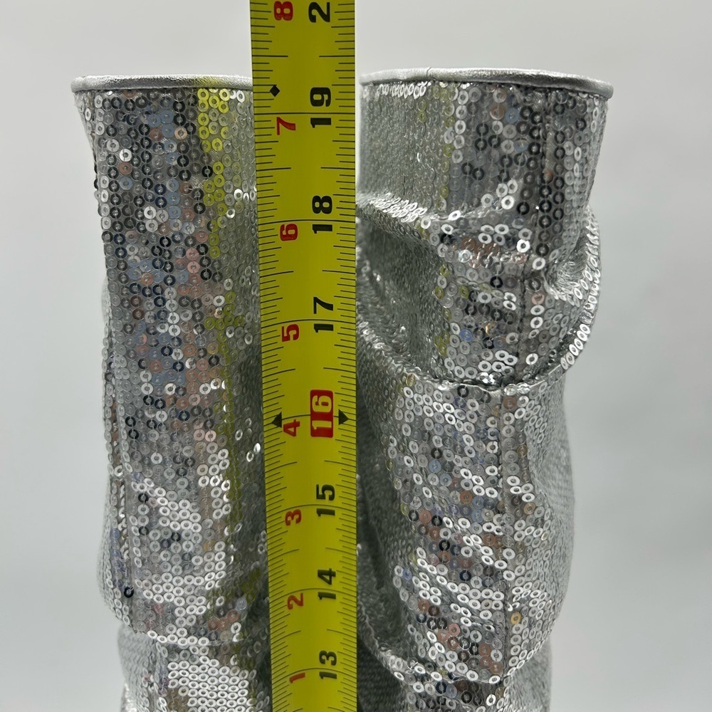 Michael Kors Luna Sequin Boots Silver Pointed Toe Slouchy Heels Women’s 6.5M NIB - Picture 9 of 14